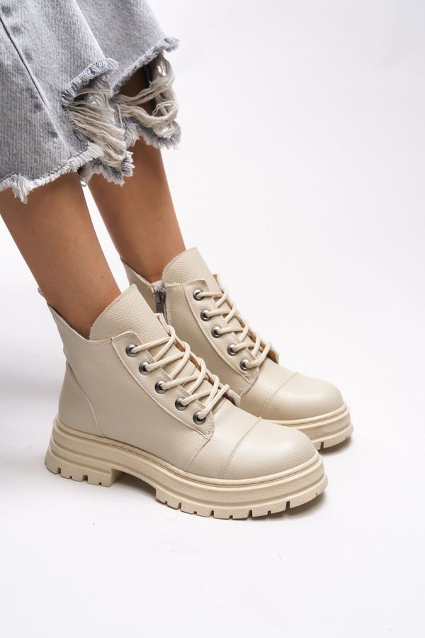 Riccon Riccon Dhillupa Women's Combat Boots 00121455 Beige