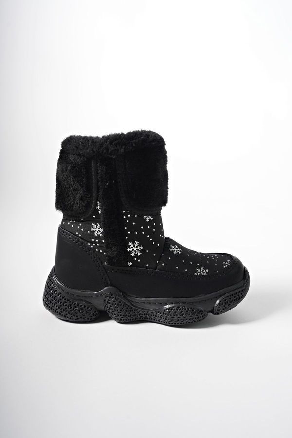 Riccon Riccon Szirnul Kids Zipper Snow Boots 0012140 Black Patterned