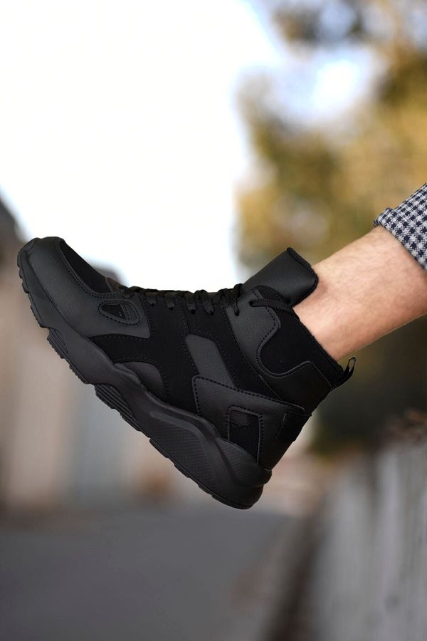 Riccon Riccon Ultra Light Black Men's Black Sneaker Boots 0012350