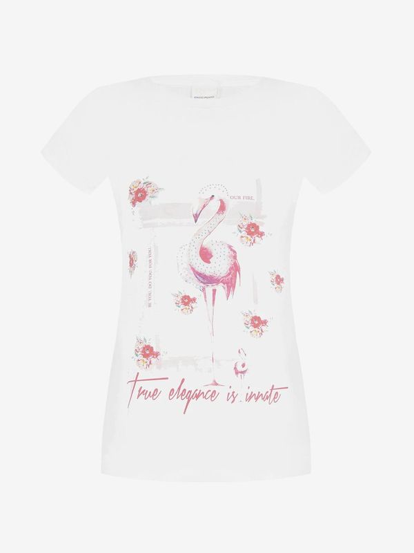 Rinascimento Rinascimento white t-shirt with flamingo
