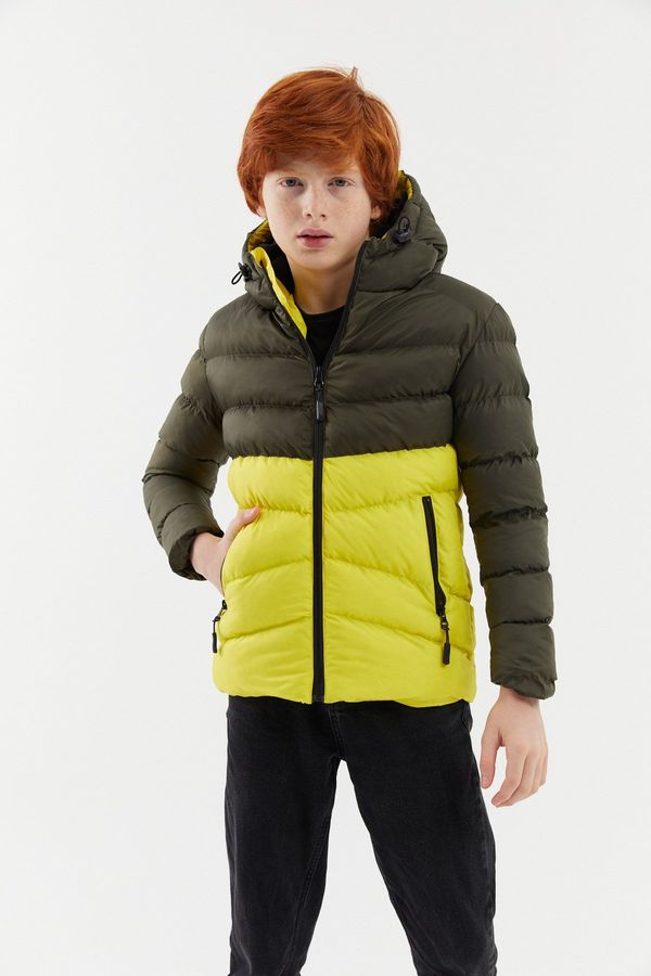 River Club River Club Boys' Water And Windproof Fibrous Inner Khaki-yellow Hooded Coat