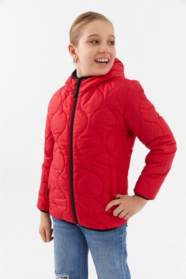 River Club River Club Girl Onion Pattern Water And Windproof Fiber Red Hooded Coat