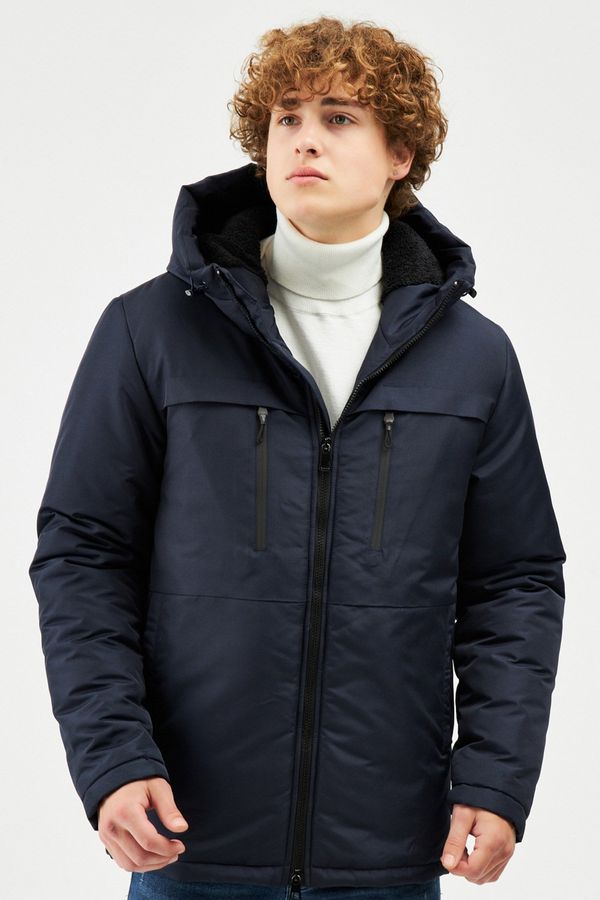 River Club River Club Men's Navy Fiber Inner Water And Windproof Hooded Winter Coat & Parka