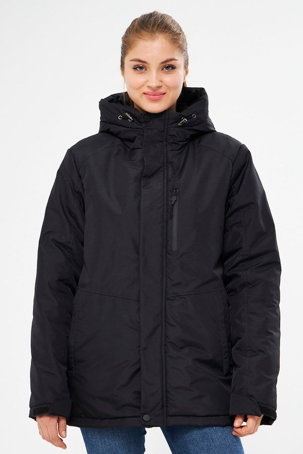 River Club River Club Women's Black Water And Windproof Hooded Winter Thick Winter Coat & Coat & Parka
