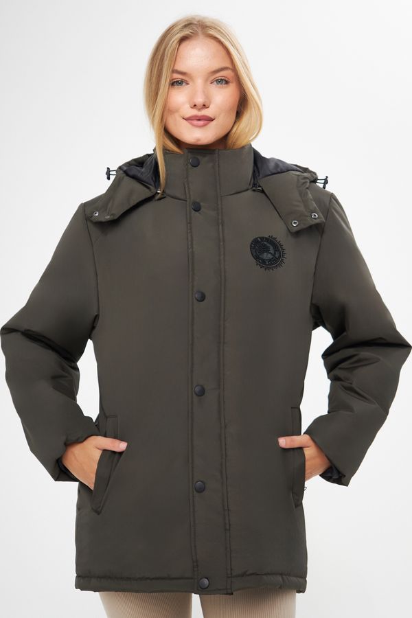 River Club River Club Women's Khaki Lined Camel Hooded Water And Windproof Winter Coat & Parka