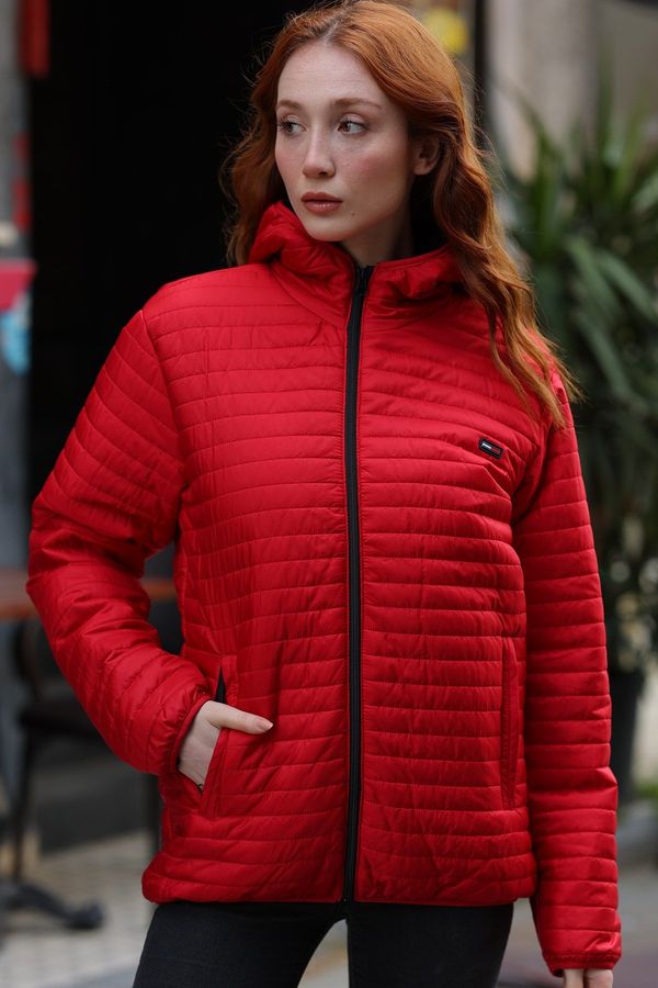 River Club River Club Women's Red Hooded Inner Lined Water And Windproof Coat.