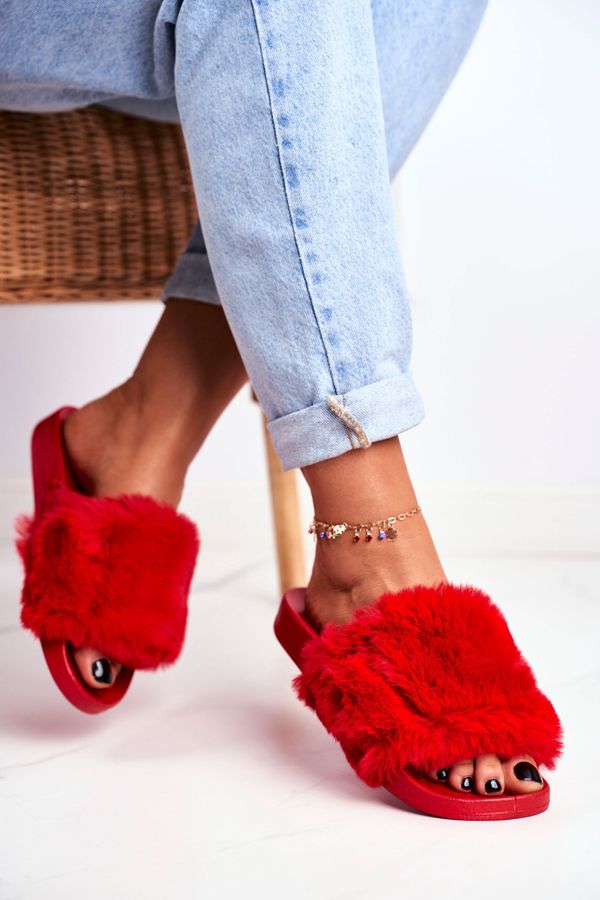 Kesi Rubber clogs with fur red sensitive