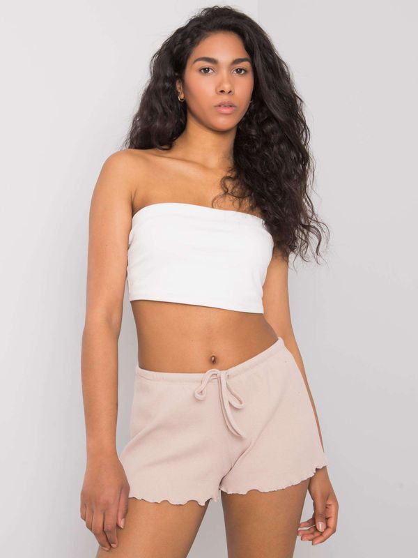 Fashionhunters RUE PARIS Beige Rib Shorts