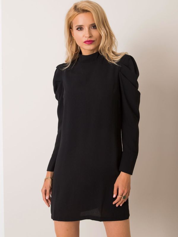 Fashionhunters RUE PARIS Black dress with long sleeves
