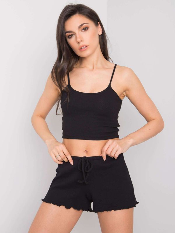 Fashionhunters RUE PARIS Black Rib Shorts