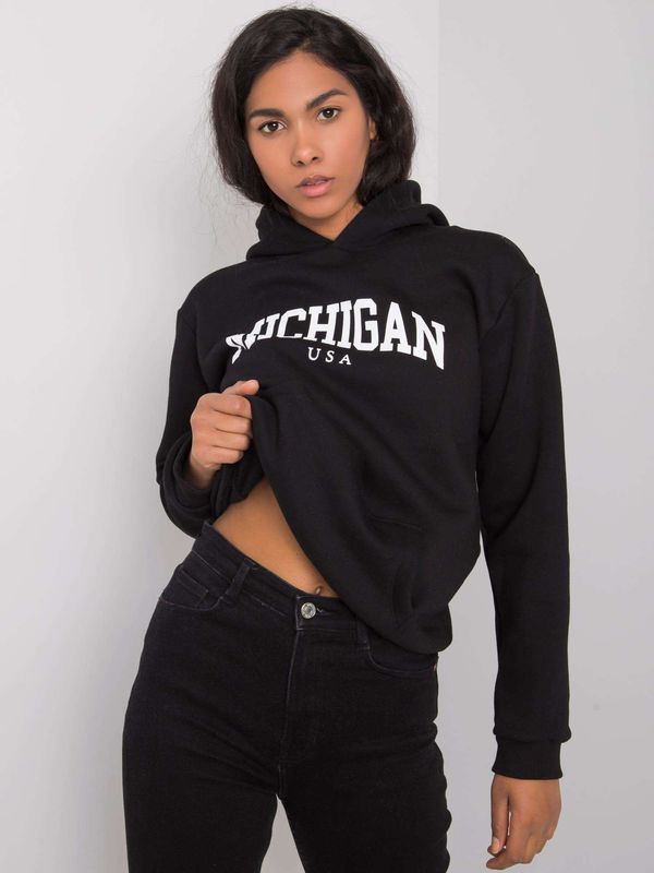 Fashionhunters RUE PARIS Black Womens Kangaroo Sweatshirt
