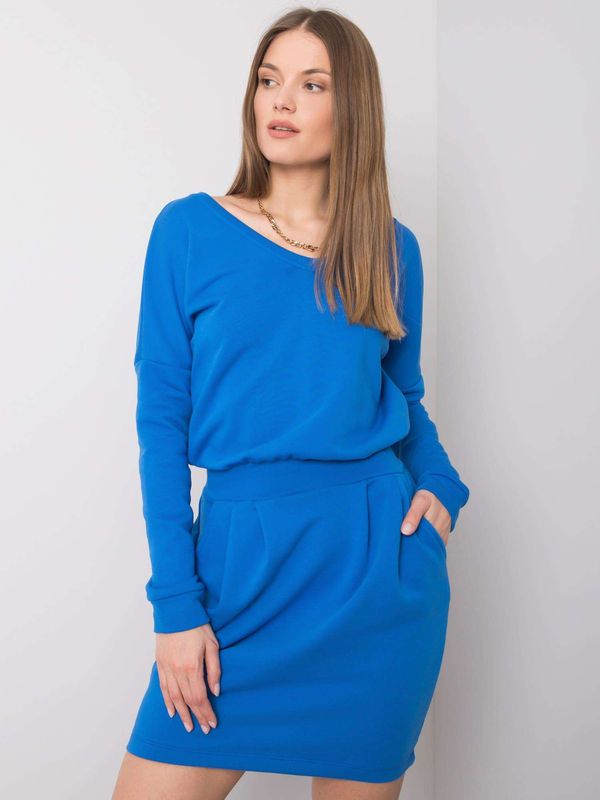 Fashionhunters RUE PARIS Dark blue sweatshirt dress