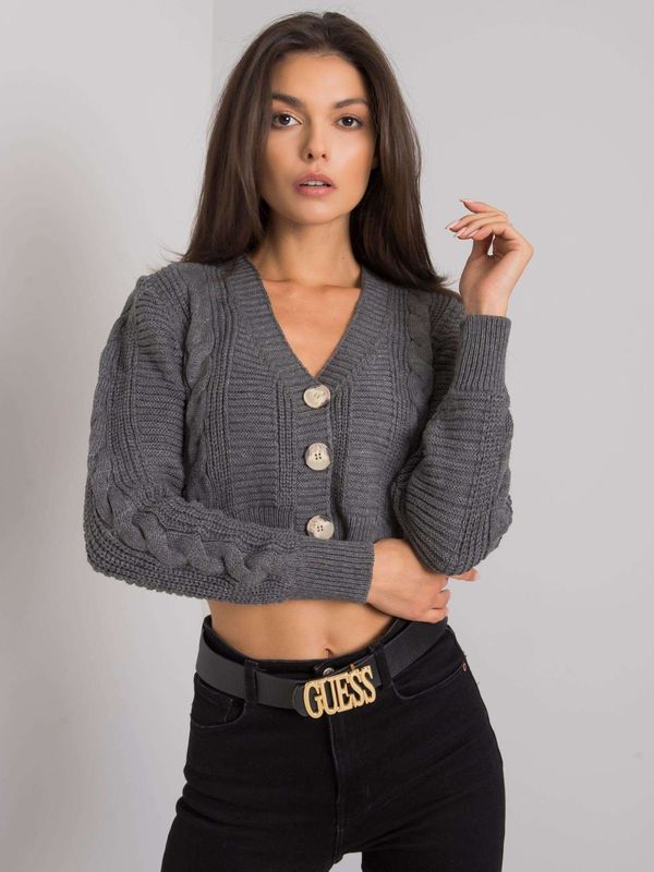 Fashionhunters RUE PARIS Dark gray sweater