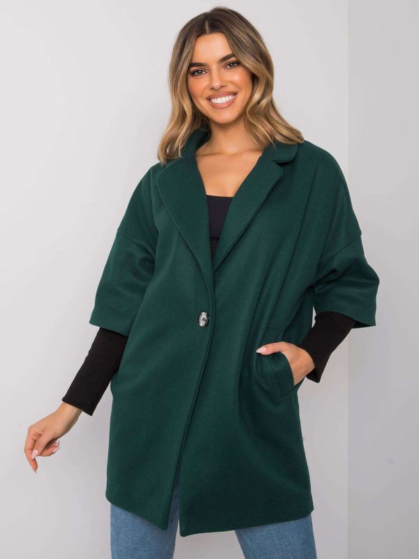 Fashionhunters RUE PARIS Dark green oversized coat