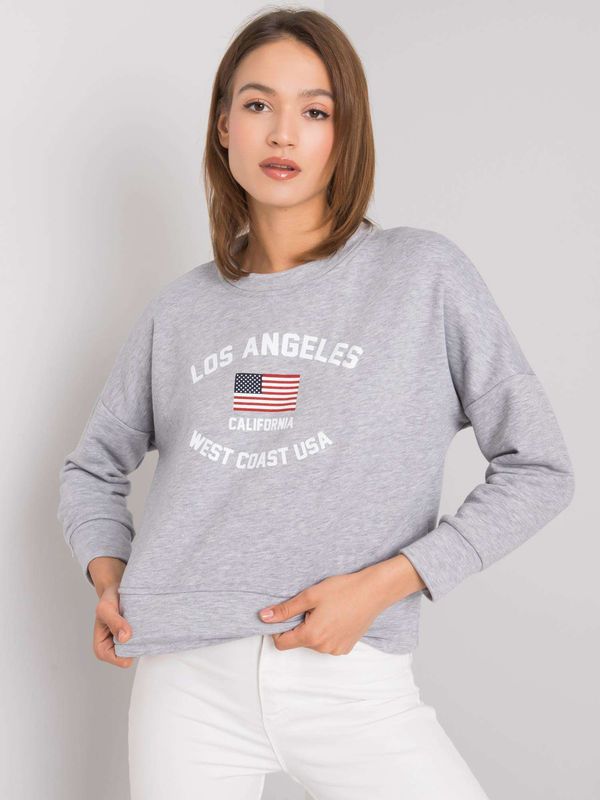 Fashionhunters RUE PARIS Grey melange sweatshirt with print