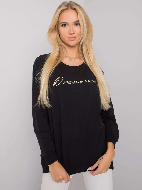 Fashionhunters RUE PARIS Ladies Black Cotton Sweatshirt