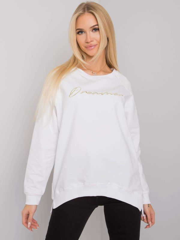 Fashionhunters RUE PARIS Ladies White Cotton Sweatshirt