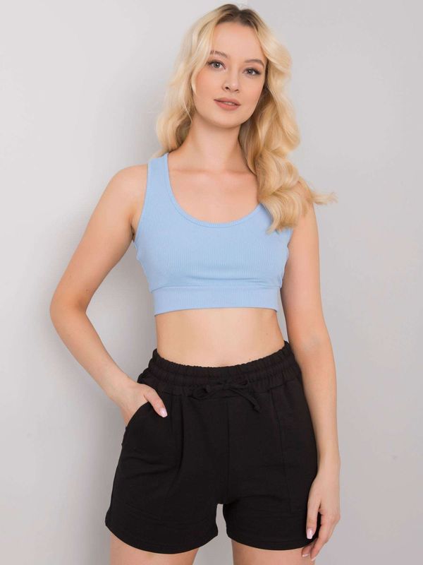 Fashionhunters RUE PARIS Light blue crop