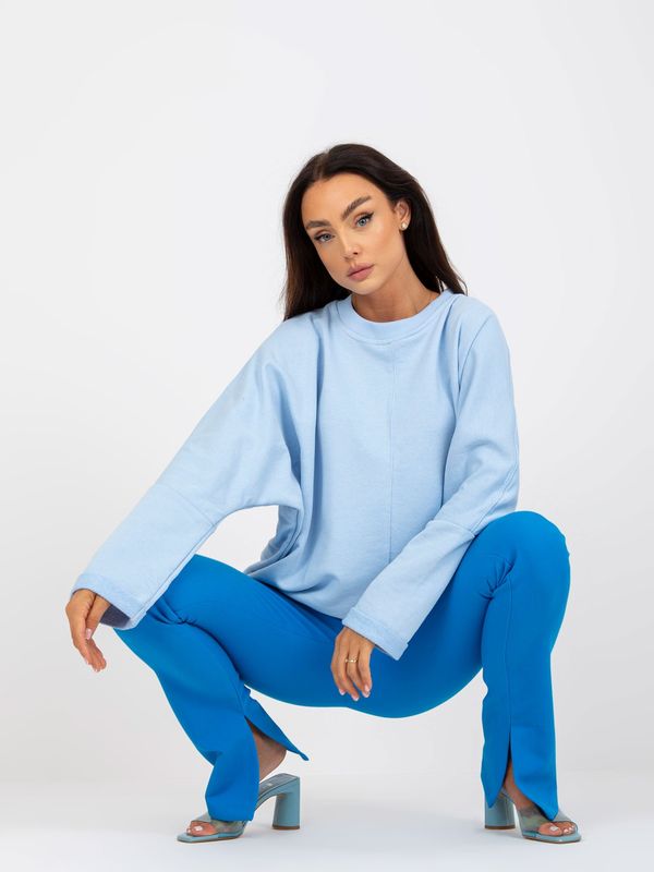 Fashionhunters RUE PARIS light blue oversized sweatshirt