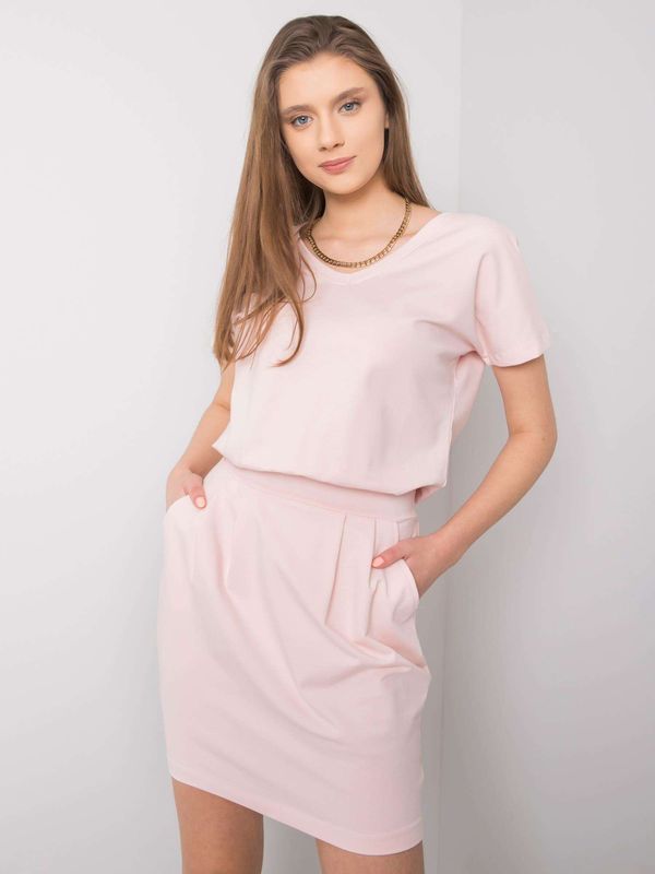 Fashionhunters RUE PARIS Light pink dress with belt