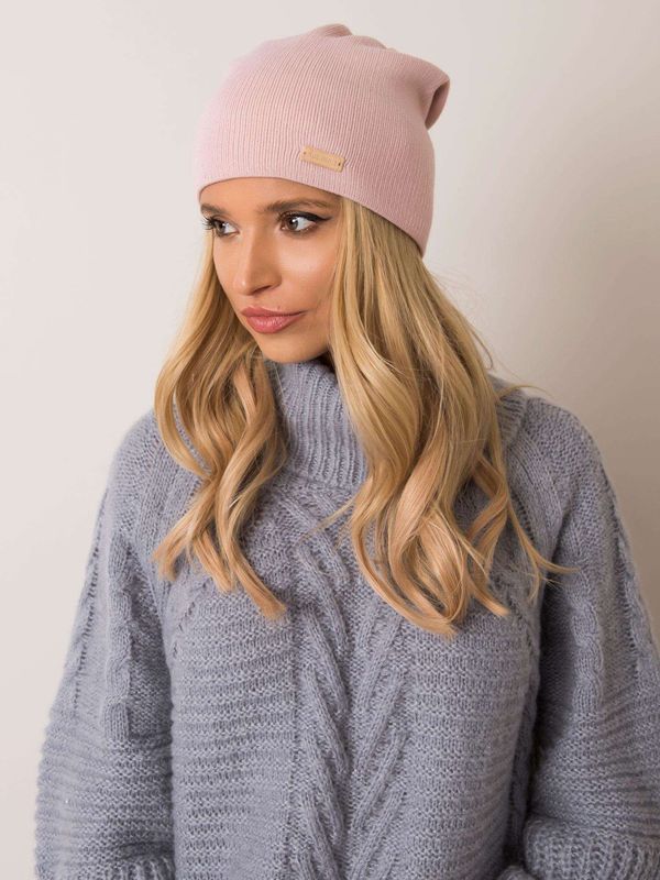 Fashionhunters RUE PARIS Light pink plain cap