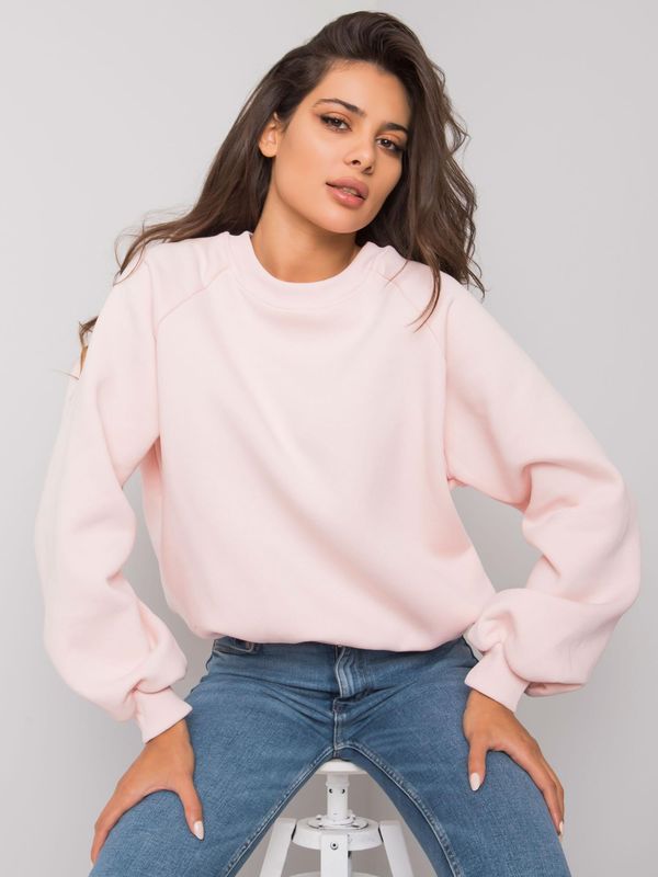 Fashionhunters RUE PARIS Light pink plain sweatshirt