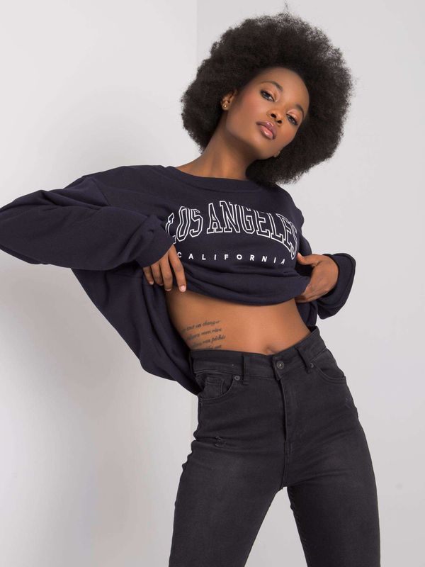 Fashionhunters RUE PARIS Navy blue hoodie without hood