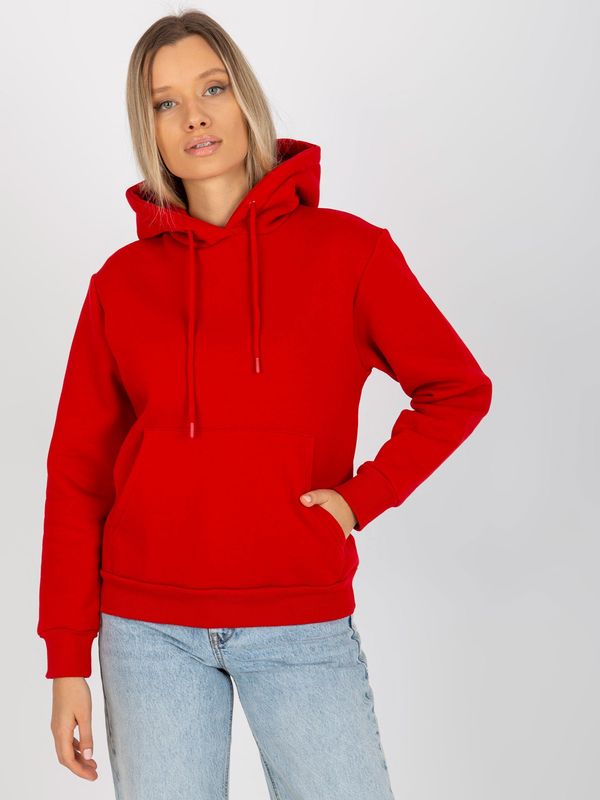 Fashionhunters RUE PARIS red basic kangaroo sweatshirt