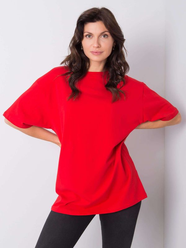 Fashionhunters RUE PARIS Red cotton T-shirt