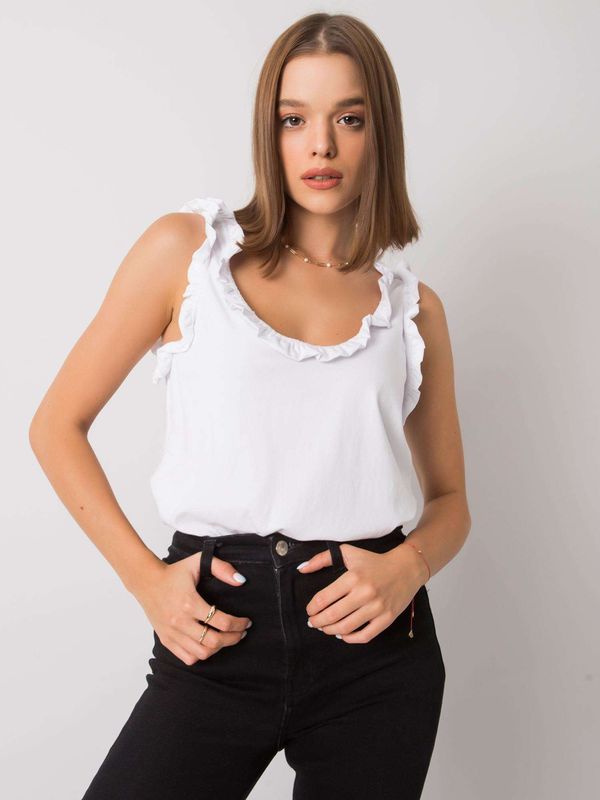 Fashionhunters RUE PARIS White cotton Top