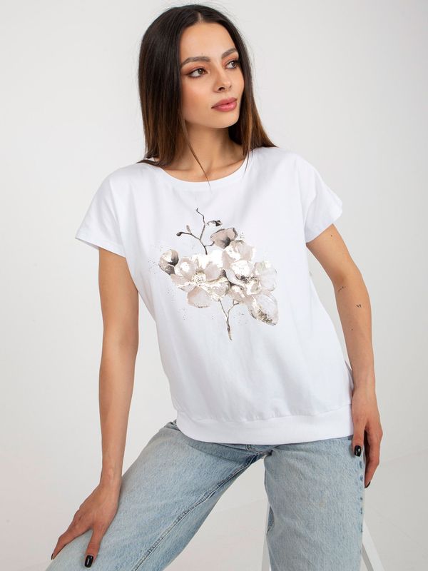 Fashionhunters RUE PARIS white short sleeve T-shirt with print