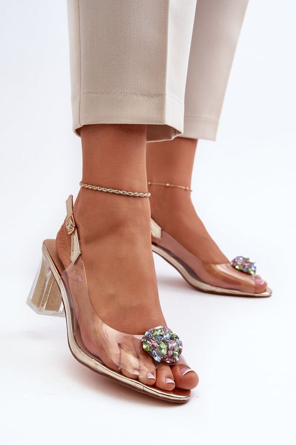 S. BARSKI S. BARSKI Transparent Sandals with Gold Stiletto Heels MR38-112