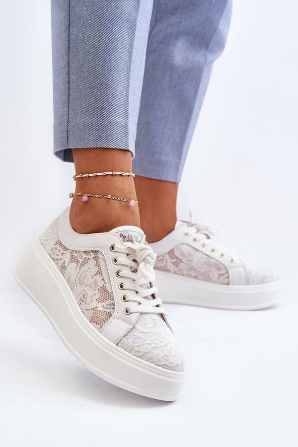 S. BARSKI S. BARSKI Women's Lace Sneakers on Platform S.Barski