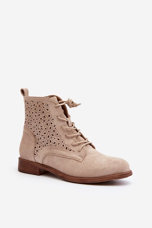 Kesi S.Barski Women's patterned ankle boots, light beige