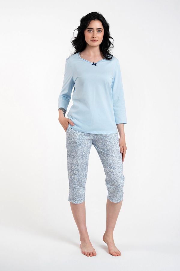 Italian Fashion Salli women's pyjamas 3/4 sleeve, 3/4 legs - blue/duk blue