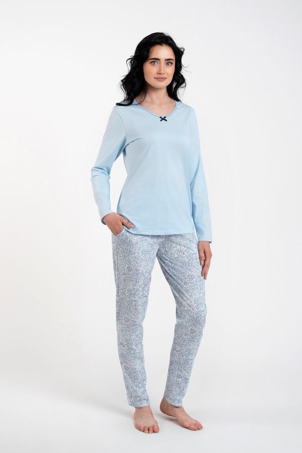 Italian Fashion Salli women's pyjamas, long sleeves, long pants - blue/duk blue