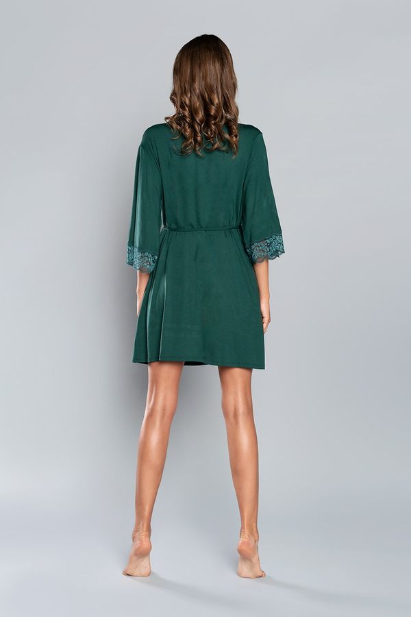 Italian Fashion Samaria bathrobe with 3/4 sleeves - green