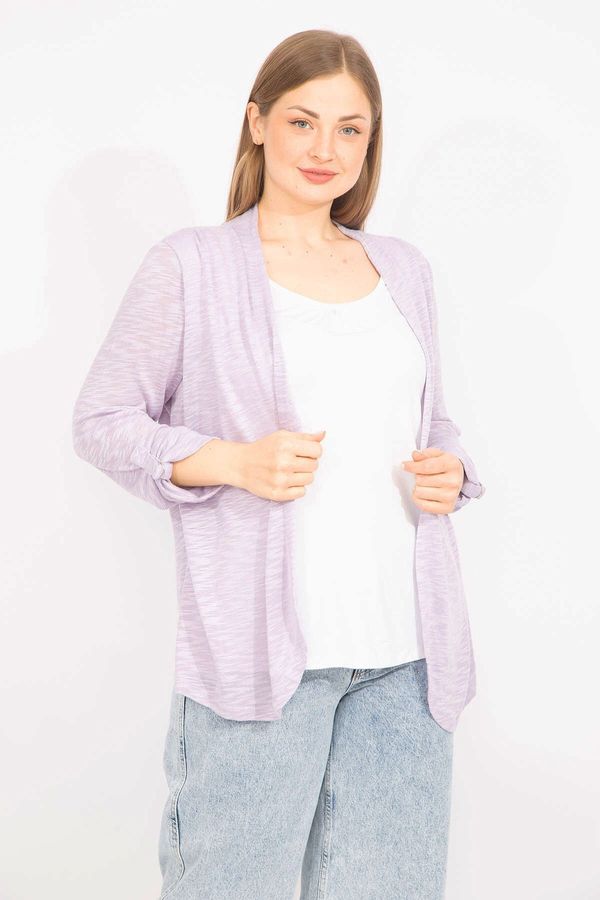 Şans Şans Women's Lilac Plus Size Double Look One-piece Sleeve Detail Blouse
