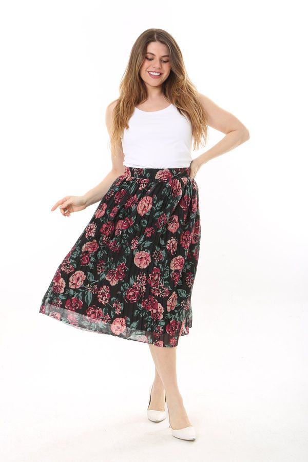 Şans Şans Women's Plus Size Colorful Elastic Waist Lined Pleat Tulle Skirt