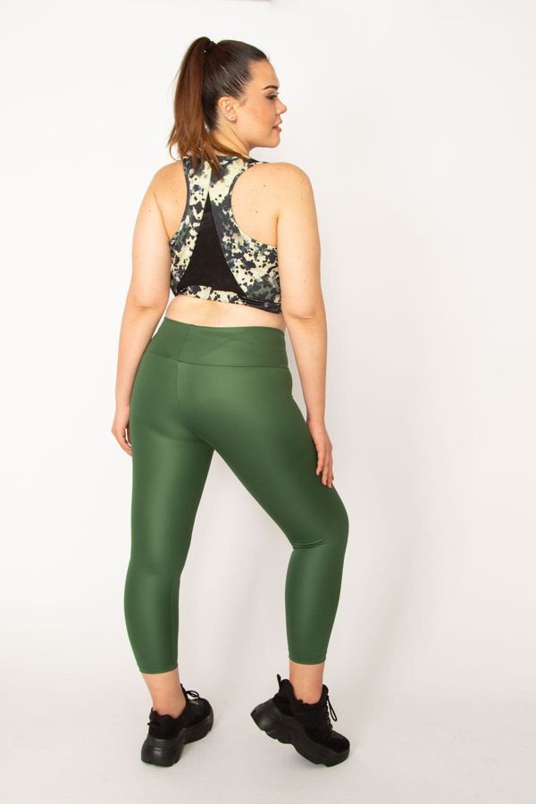 Şans Şans Women's Plus Size Green Tulle Detailed Crop Scalpel