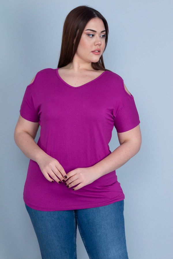 Şans Şans Women's Plus Size Purple Decollete Decollete Blouse
