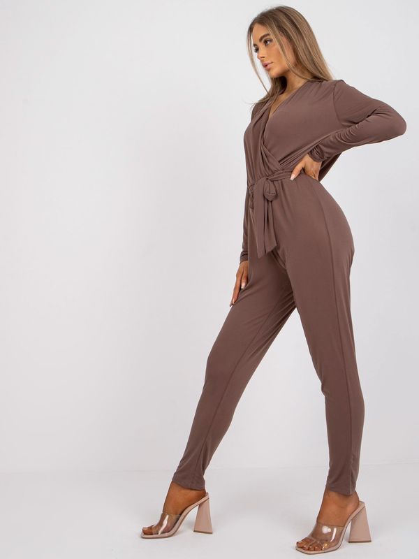 Fashionhunters Serafini Brown Overall with Long Sleeves