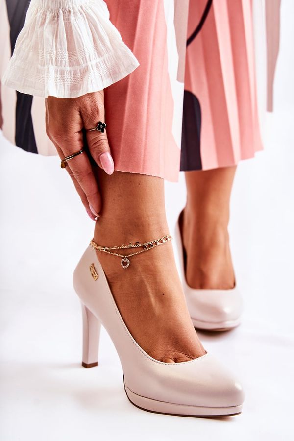 SERGIO LEONE SERGIO LEONE Women's Classic Pumps On The Platform Pearl Beige Alivene