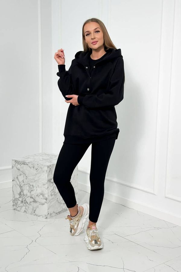 Kesi Set of 3in1 sweatshirt, top and leggings in black color