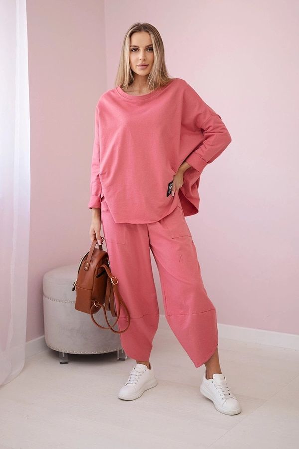 Kesi Set of cotton sweatshirt and pants in raspberry color