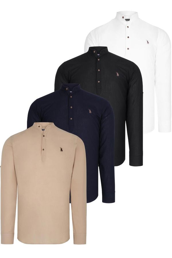 dewberry SET OF FOUR G783 DEWBERRY JUDGE COLLAR SHIRT-BLACK-WHITE-NAVY-BEIGE