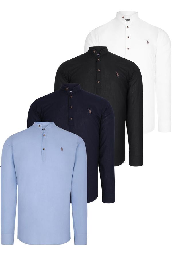 dewberry SET OF FOUR G783 DEWBERRY JUDGE COLLAR SHIRT-BLACK-WHITE-NAVY-BLUE