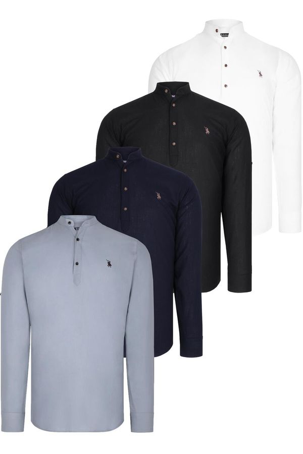 dewberry SET OF FOUR G783 DEWBERRY JUDGE COLLAR SHIRT-BLACK-WHITE-NAVY-GREY