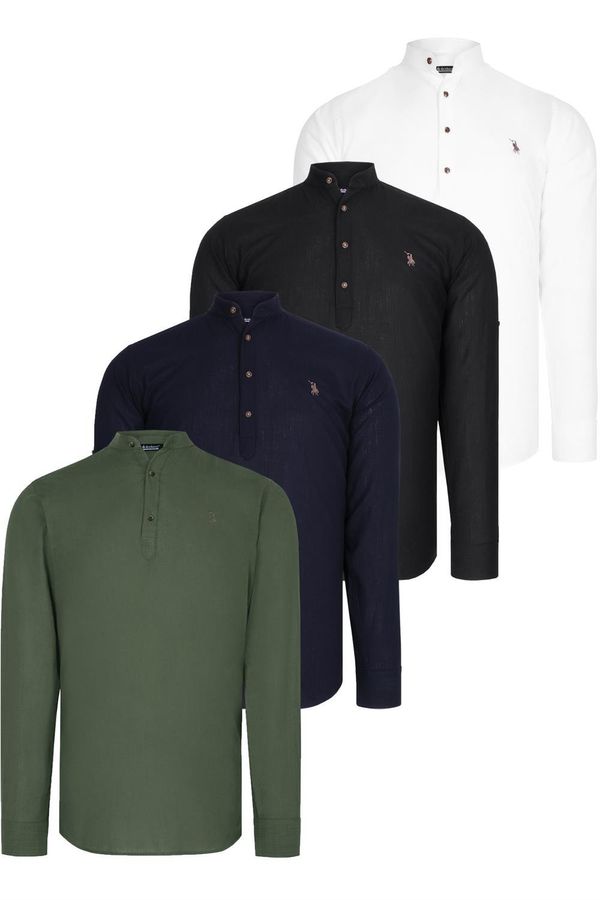 dewberry SET OF FOUR G783 DEWBERRY JUDGE COLLAR SHIRT-BLACK-WHITE-NAVY-KHAKI