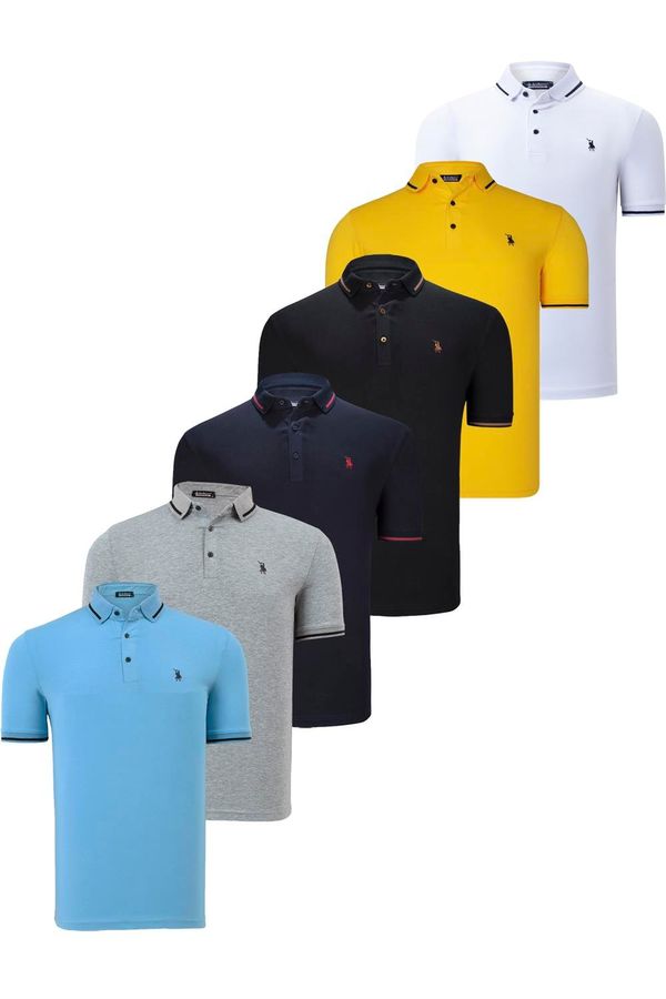 dewberry SET OF SIX T8586 DEWBERRY MEN'S T-SHIRT-BLACK-WHITE-NAVY-GREY-LIGHT BLUE-YELLOW